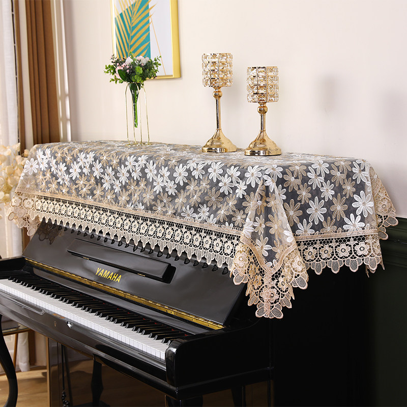钢琴罩防尘罩盖巾盖布钢琴防尘布轻奢风简约高级感半罩蕾丝公主风