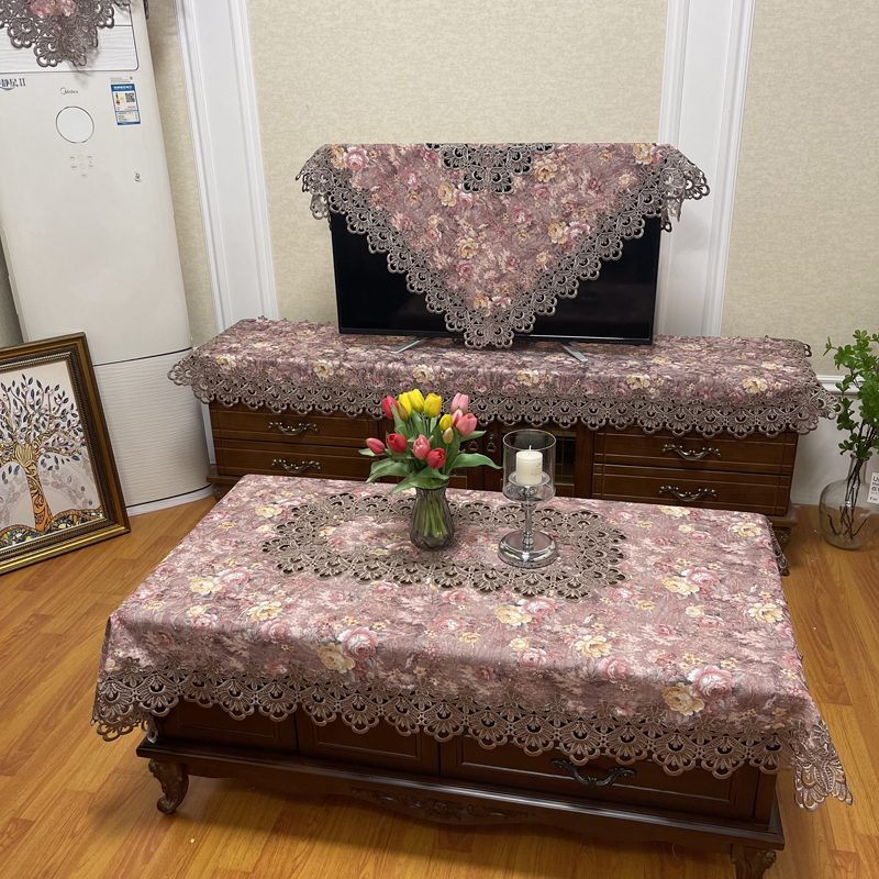 高档欧式电视桌布盖布电视罩电视布防尘布盖布盖巾遮盖布茶几桌布