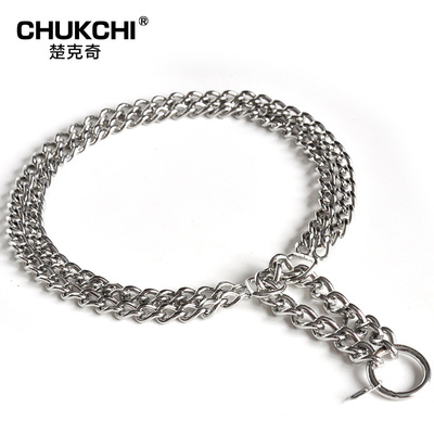 CHUKCHI宠物不锈钢半P链狗狗P链狗项圈双排训练遛狗用中大型犬