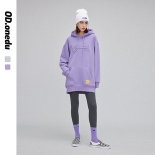OD连帽加绒卫衣裙女2025年春秋套头休闲连衣裙简约宽松显瘦中长款