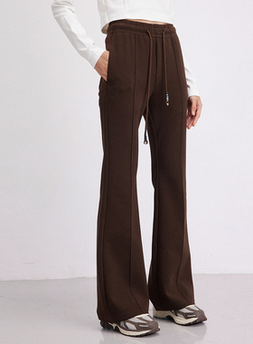 OD微喇运动裤辣妹美式复古修身针织卫裤女2025春夏显瘦休闲喇叭裤