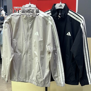 KR2521 adidas阿迪达斯男三条杠速干透气运动健身夹克外套KR2520