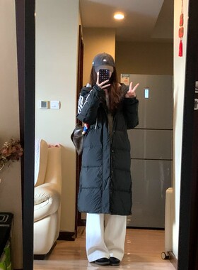 阿迪达斯连帽长款男女羽绒服