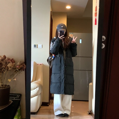 阿迪达斯连帽长款男女羽绒服