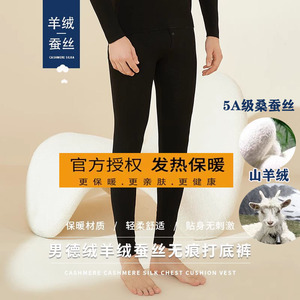 男士德绒羊绒蚕丝保暖内衣磨毛发热打底裤秋冬内穿保暖秋裤