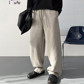 裤 男宽松直筒潮流百搭抽绳束脚保暖休闲裤 子男秋冬季 加绒加厚卫裤