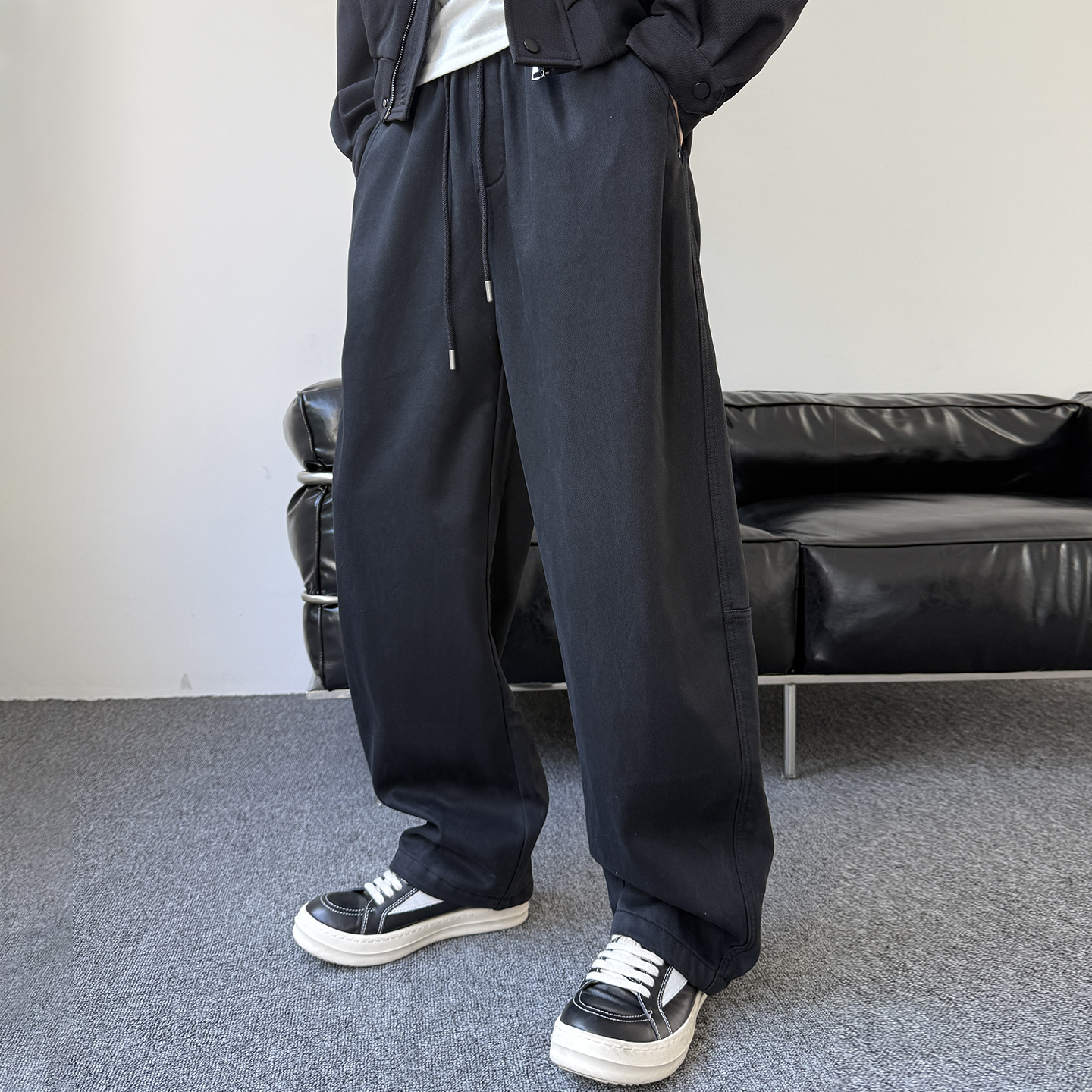 裤子男秋冬季加绒加厚工装裤男宽松直筒潮流百搭束脚保暖休闲裤