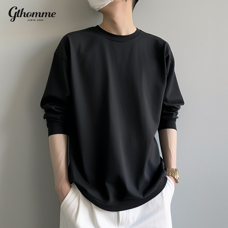 长袖T恤男宽松圆领潮流纯棉