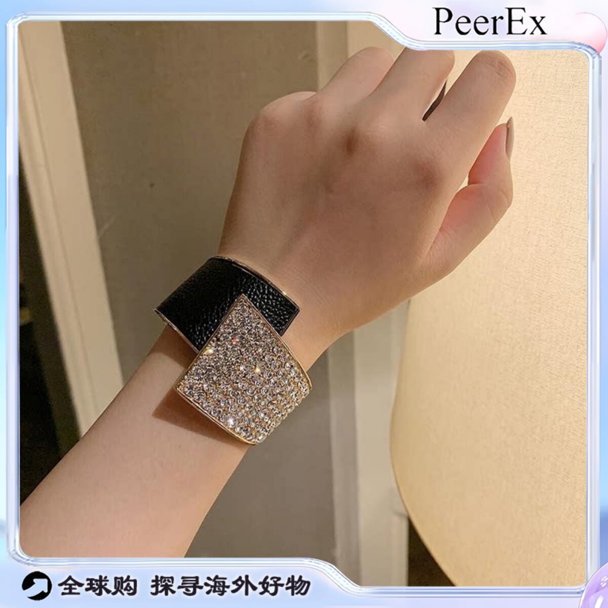 日本PeerEx个性金属手镯欧美宽版手环时尚手饰小众轻奢手腕镯子女