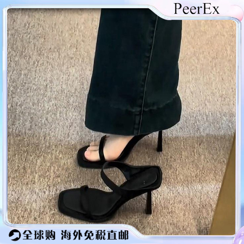 日本PeerEx细高跟女夏季外穿2024新款时尚超火气质名媛露趾凉拖鞋