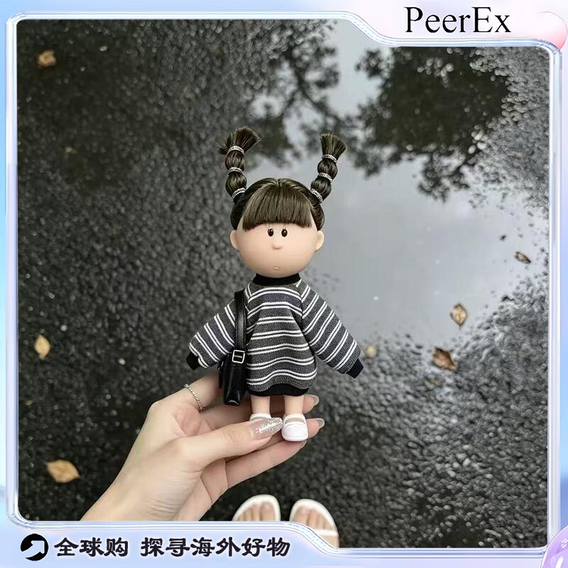 日本PeerEx卷发土豆娃娃可爱毛绒公仔卡通玩偶小挂件包包装饰品
