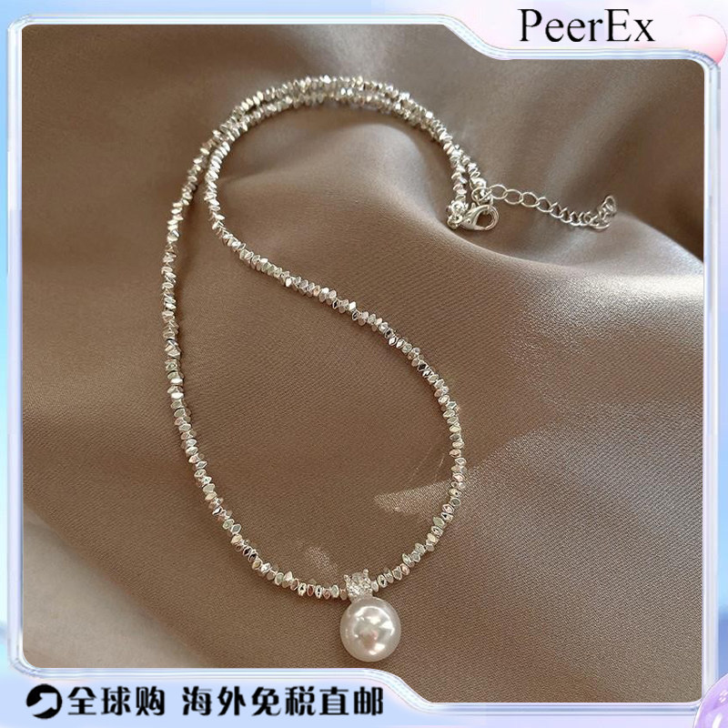 日本PeerEx轻奢小众款碎银子珍珠项链女气质高级感锁骨链百搭配饰