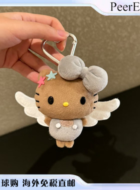 日本PeerEx小天使kitty挂件黑皮KT钥匙扣书包挂饰送女朋友礼物
