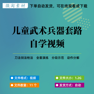 儿童武术兵器套路自学视频少儿传统武术零基础刀法剑法套路