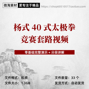 杨氏40式 杨式 太极拳 太极拳竞赛套路视频零基础入门四十式