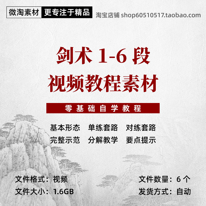 剑术剑法1-6段视频教程零基础自学传统武术剑术套路健身 商务/设计服务 设计素材/源文件 原图主图