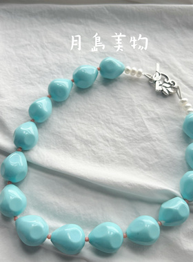 原创 天然澳洲深海贝珠松石色项链颈链 monies/lizze复古小众设计