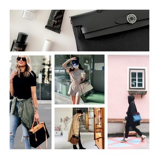 herbag进口头层牛皮拼接帆布凯莉包单肩斜挎手提女包31/39大容量