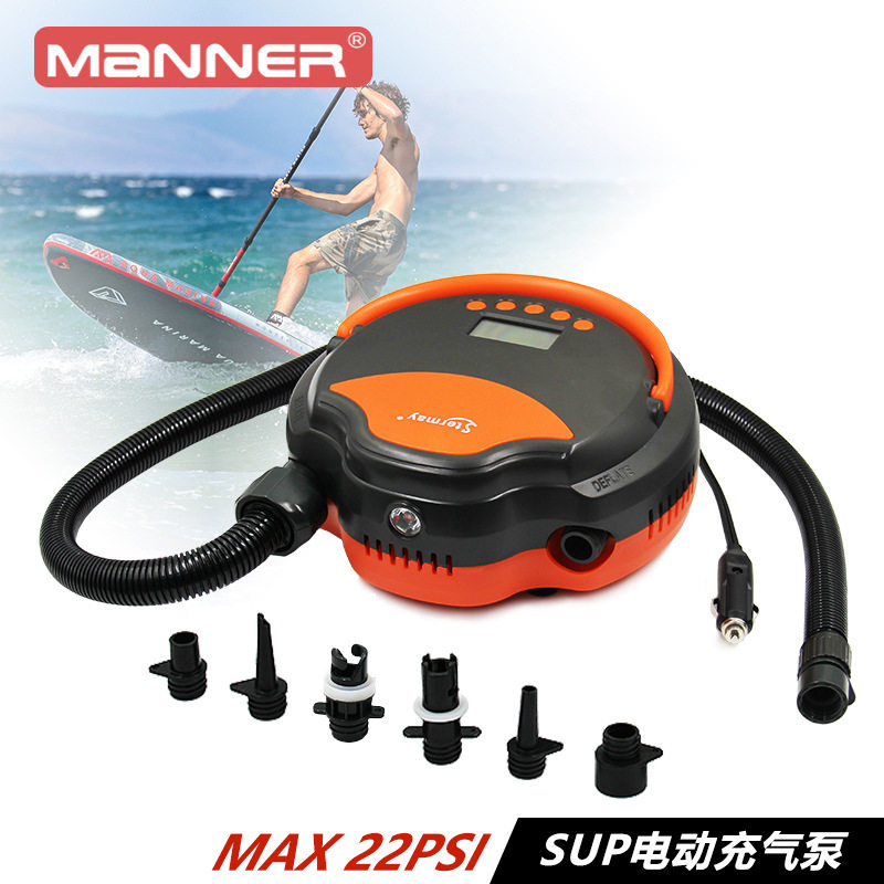 MANNER户外橡皮艇皮划艇SUP桨板电动高压充气泵12V车载增压打气泵