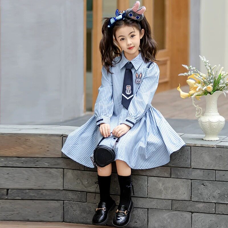 女童装兔子警官连衣裙长袖儿童春装朱迪学院风衬衫裙中小学生裙子