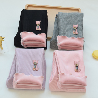 女童打底裤加绒薄绒春秋2025冬季一体绒外穿纯棉长裤儿童洋气裤子