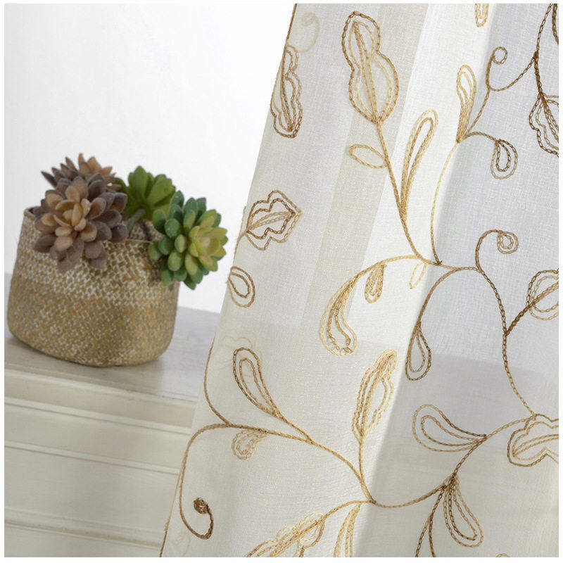 胡芦花田园高档唯美大气绣花纱帘客厅卧室飘窗窗纱简约刺绣窗帘纱