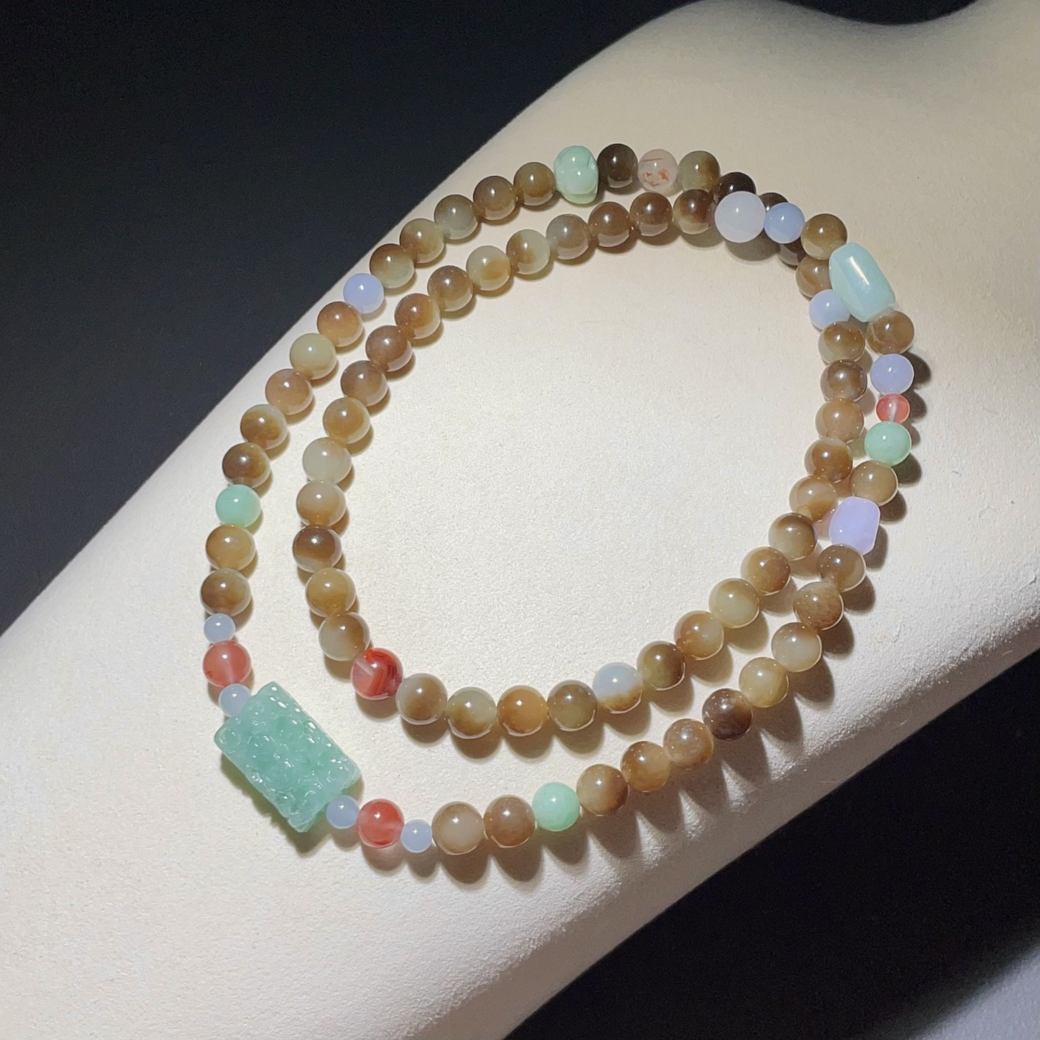 糖白和田玉A货翡翠项链手串