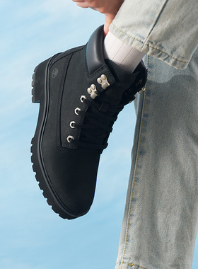 添柏岚马丁靴女鞋秋冬新款户外徒步登山厚底增高黑色高帮靴A5NYY