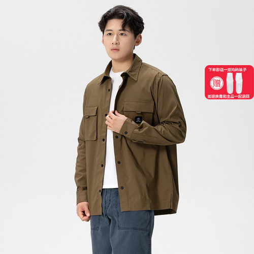 Timberland添柏岚外套男春季新款户外休闲夹克宽松长袖衬衫A68WU