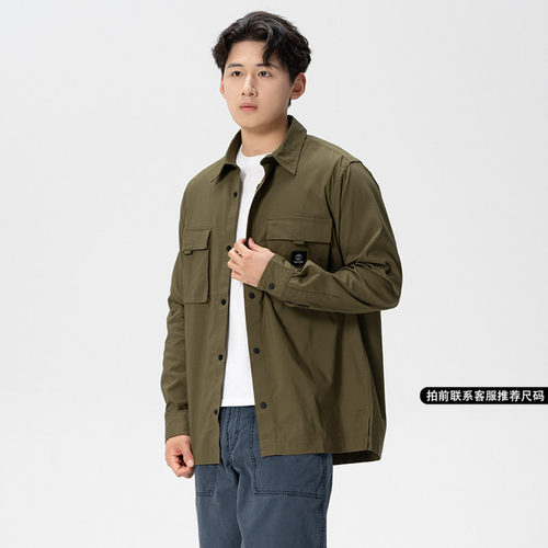 Timberland添柏岚外套男春季新款户外休闲夹克宽松长袖衬衫A68WU