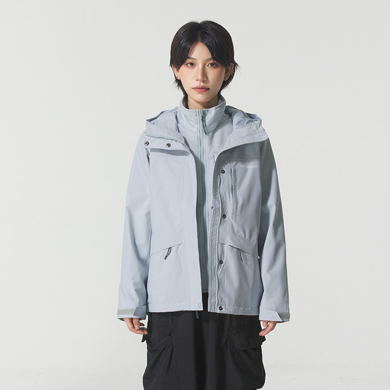 哥伦比亚女装摇粒绒三合一运动服冬季奥米热能反射户外防风冲锋衣