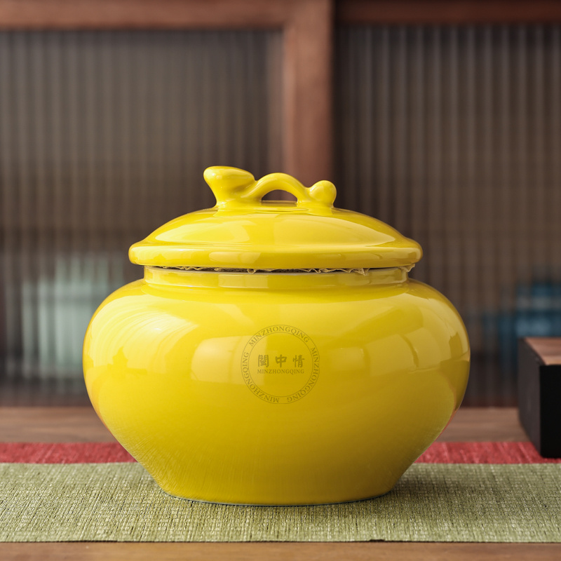 陶瓷茶叶罐 珐琅彩茶具中国红帝王黄红茶绿茶糖果中药储藏密封罐
