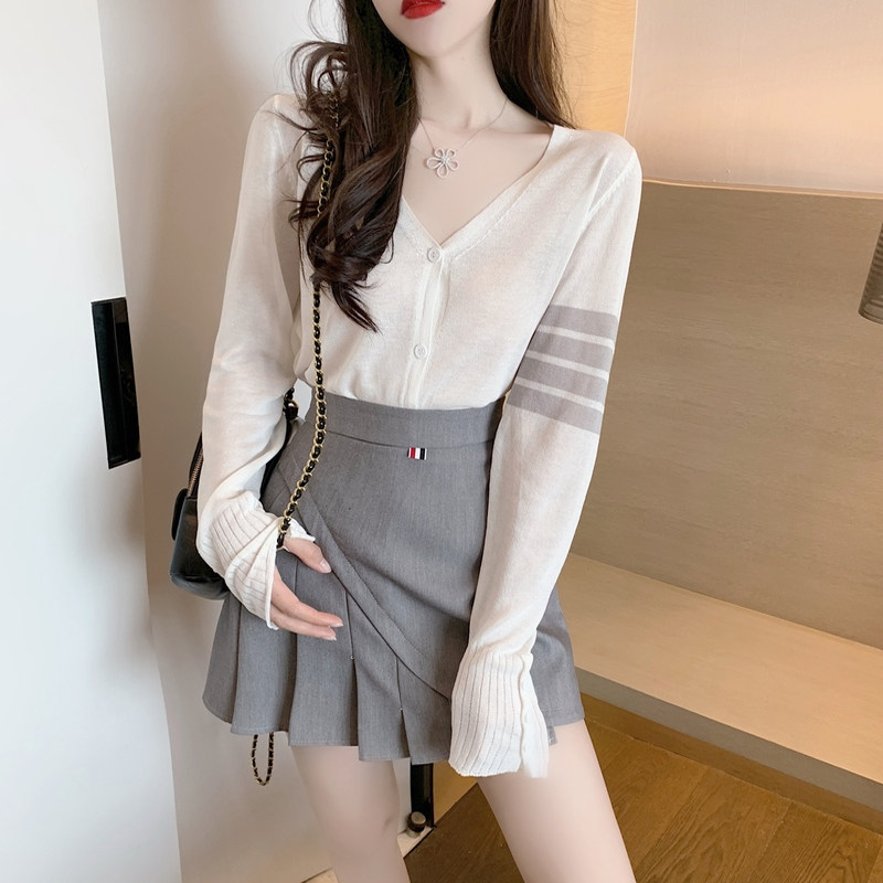 小香风减龄半身裙长袖防晒开衫女秋夏季2020新款时尚休闲两件套装