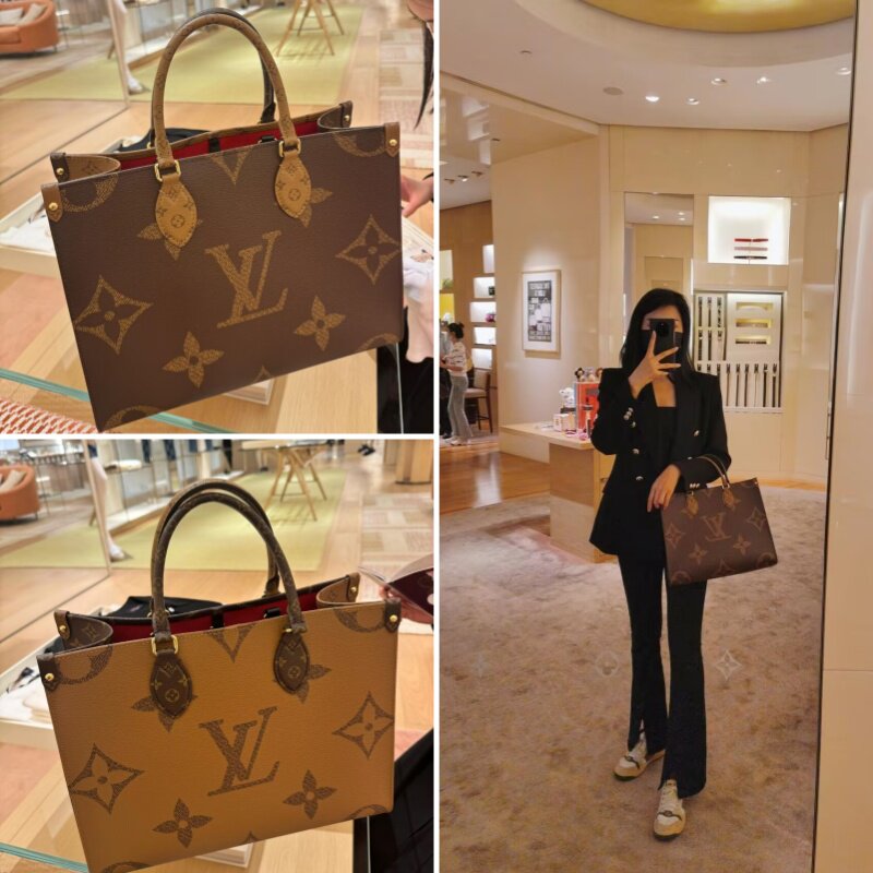 LV/女包老花Onthego中号托特包购物袋手提包单肩包通勤包丛林包