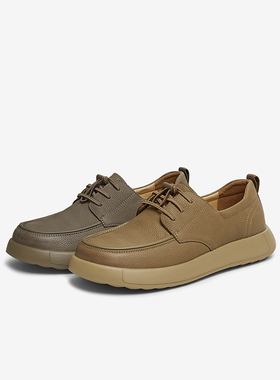 百思图2025春季商场新款通勤牛皮舒适软面厚底男休闲皮鞋58312AM5