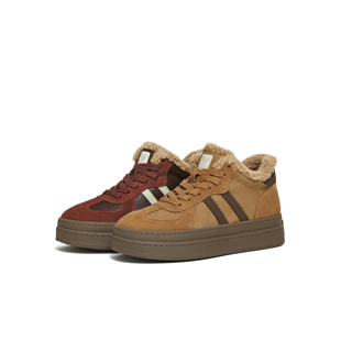 25冬新款 天美意厚底复古德训鞋 毛毛鞋 加绒休闲鞋 BJ542DD5 运动板鞋