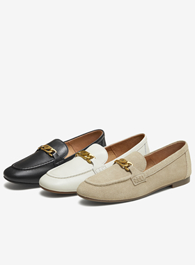 TATA他她女鞋丝绒拿铁秋款单鞋时尚休闲 鞋羊皮乐福鞋子7QCC1CA5