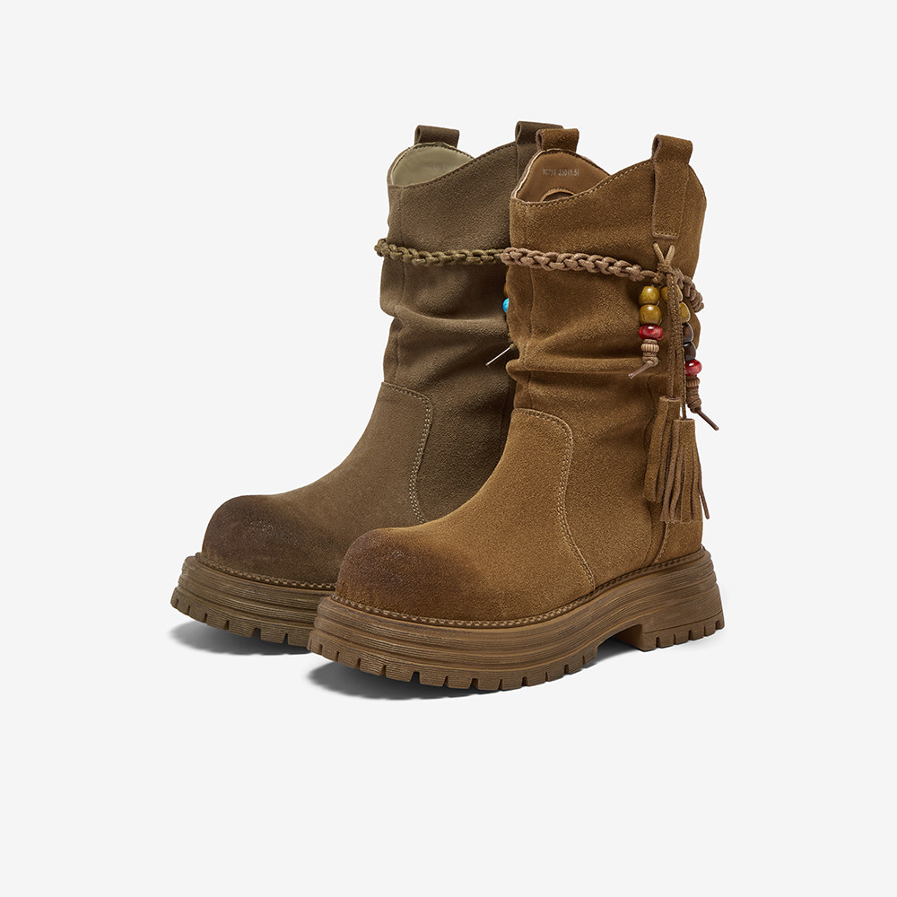 废土风美拉德西部牛仔靴堆堆靴