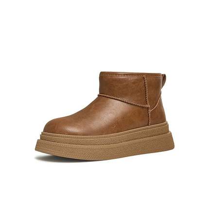 天美意复古厚底加绒保暖雪地靴棉鞋女休闲短靴2024冬新款KXD11DD4