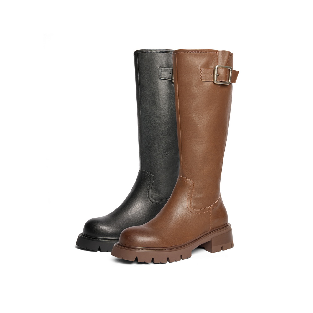 百丽Belle女靴子厚底高长靴24冬季西部靴高筒骑士靴B2136DG4