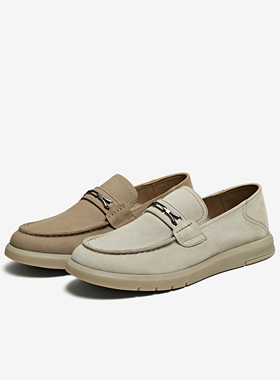 TATA他她商务休闲乐福鞋男一脚蹬真皮英伦皮鞋2025夏新款VMS01BM5