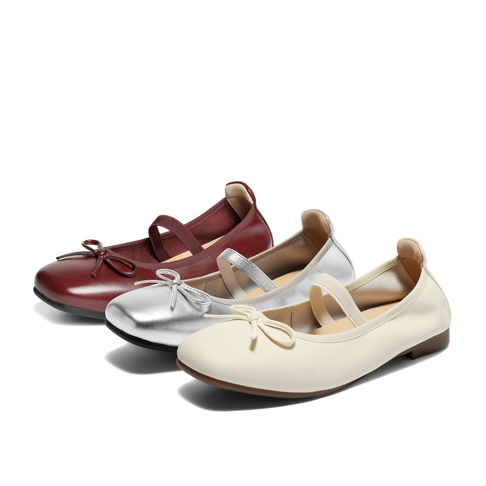森达2025秋季新款玛丽珍女款软面羊皮芭蕾平底浅口单鞋ZTH13CQ5