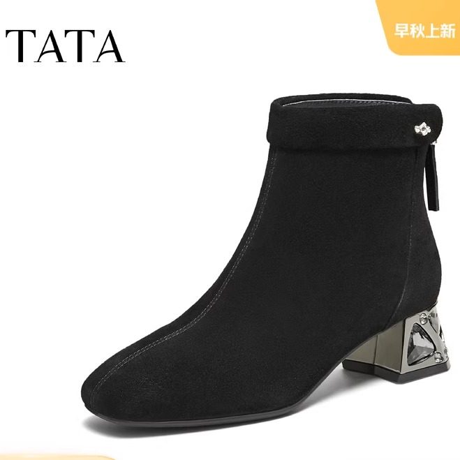 秋冬新款TATA羊皮休闲百搭短靴