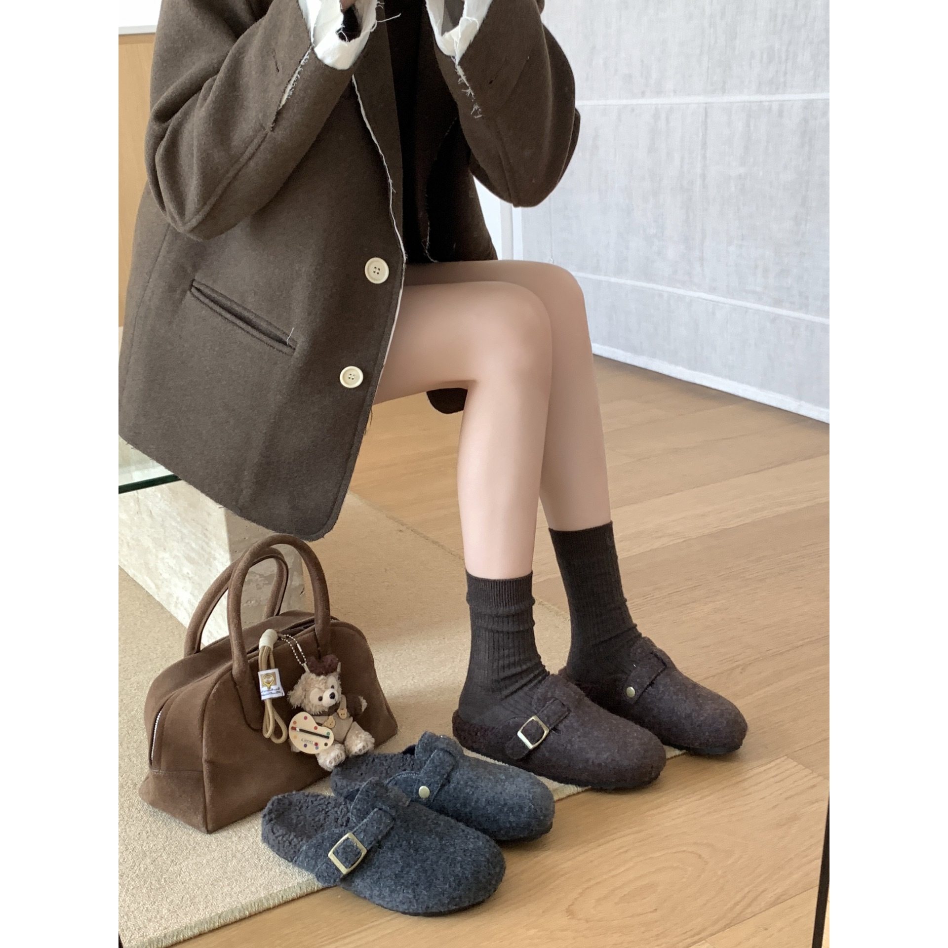 杜米亚圆头休闲半拖金属扣时尚女鞋w8971218a