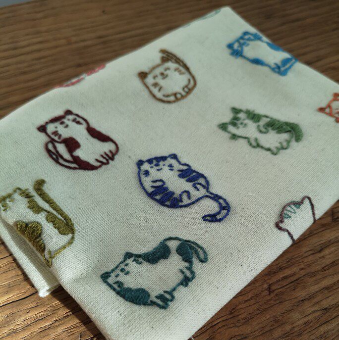 14只小猫咪印好的刺绣底图-刺绣过程中请勿着水