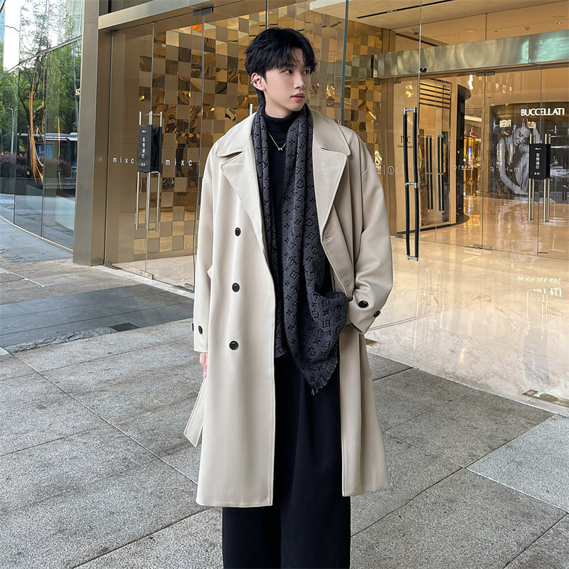 秋季中长款风衣外套男高级感韩版宽松版青年休闲流行帅气男士大衣