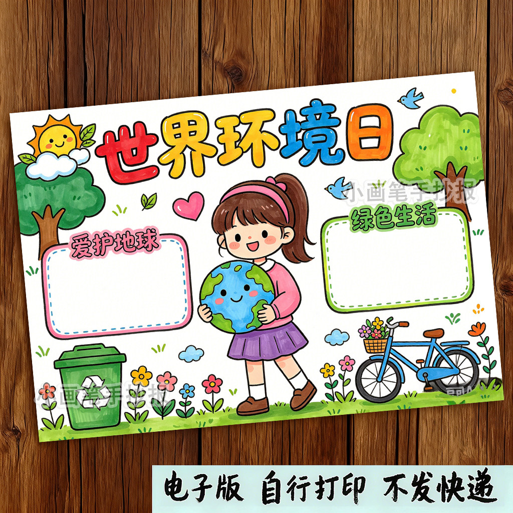 世界环境日手抄报模板小学生环保主题手抄报素材保护环境绘画模板