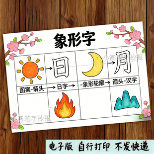 演变发展手抄报模板传统文化甲骨文汉字真有趣f903 象形字汉字