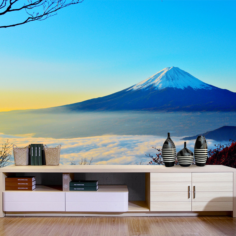富士山壁纸墙纸壁画烧烤店宾馆客定制壁画