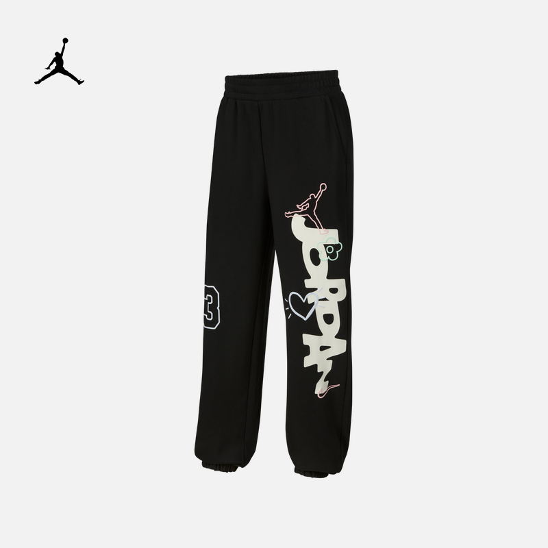 耐克乔丹大童法式毛圈长裤春季新款女童锥形运动裤JORDAN IW2073